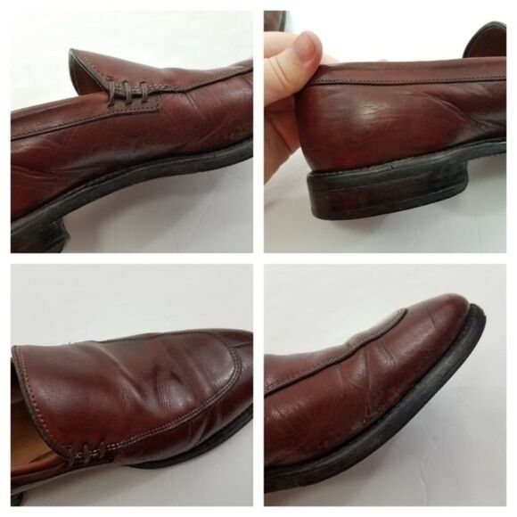 Allen Edmonds Steen 8.5 D Brown Leather Slip on Loafers Mens Shoes Split Toe